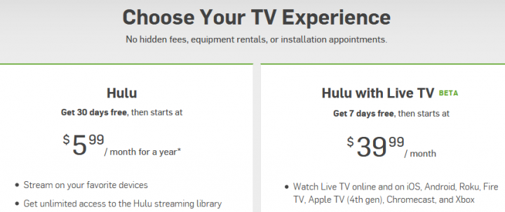 HuLu TV Streaming Service 720x302